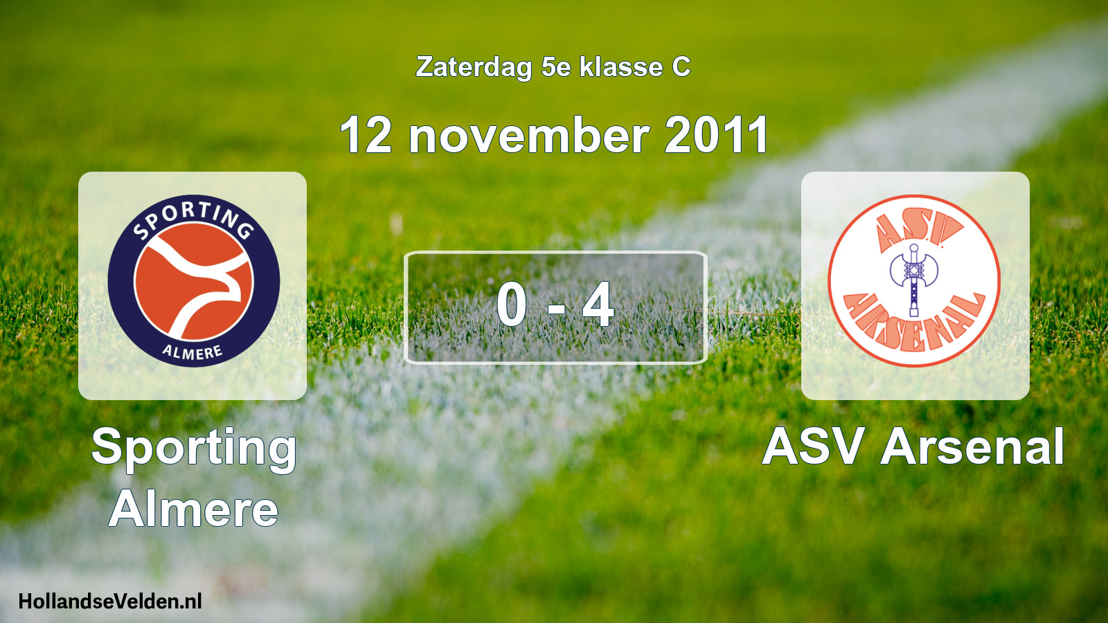 Total number of matches played: Sporting Almere - ASV Arsenal 0 - 4 (12 November 2011)