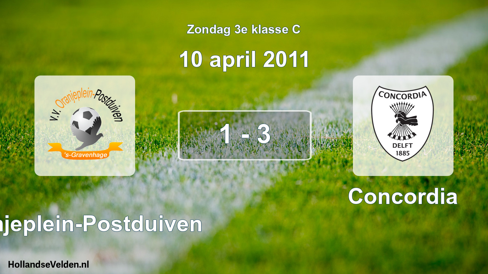 Total number of matches played: Oranjeplein-Postduiven - Concordia 1 - 3 (10 April 2011)