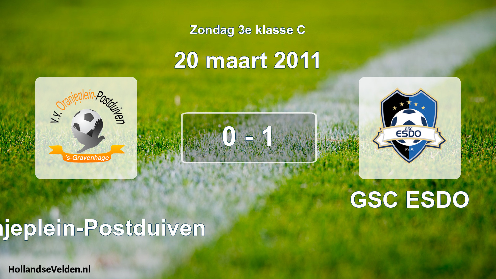 Total number of matches played: Oranjeplein-Postduiven - GSC ESDO 0 - 1 (20 March 2011)