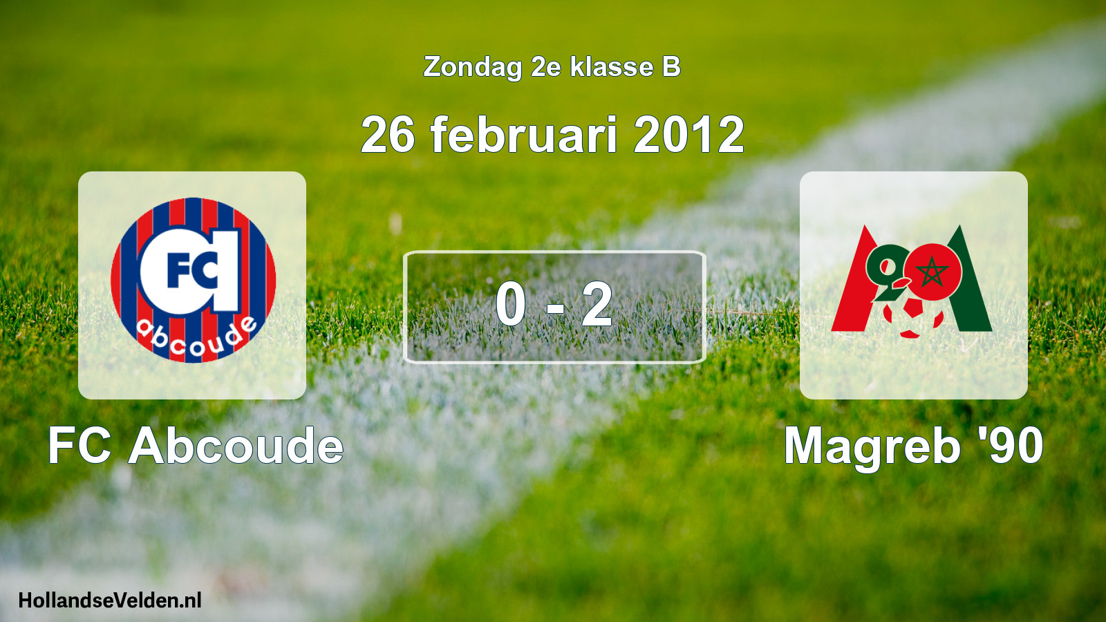 Total number of matches played: FC Abcoude - Magreb '90 0 - 2 (26 February 2012)