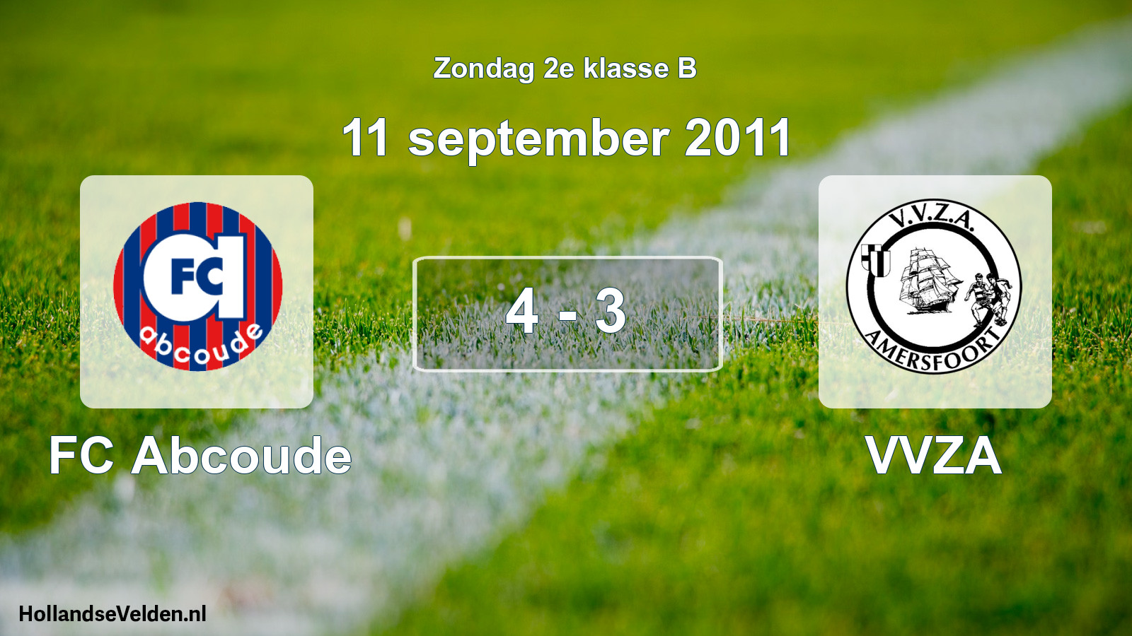 Total number of matches played: FC Abcoude - VVZA 4 - 3 (11 September 2011)