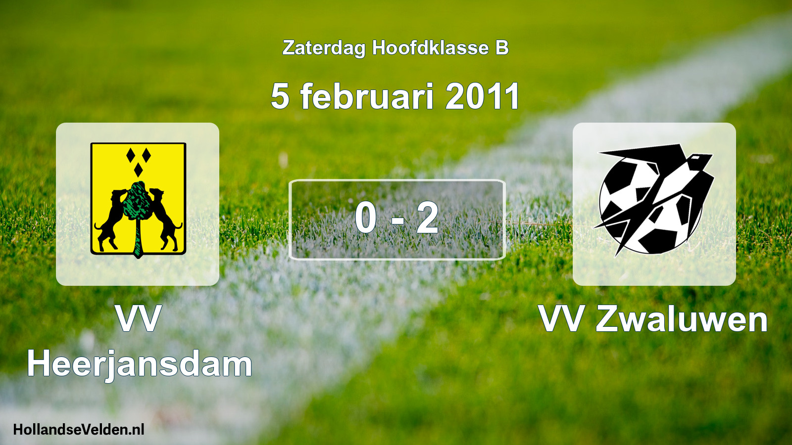 Total number of matches played: VV Heerjansdam - VV Zwaluwen 0 - 2 (5 February 2011)