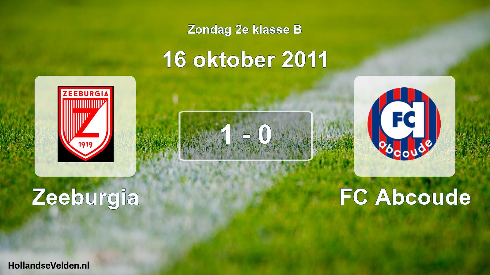 Total number of matches played: Zeeburgia - FC Abcoude 1 - 0 (16 October 2011)