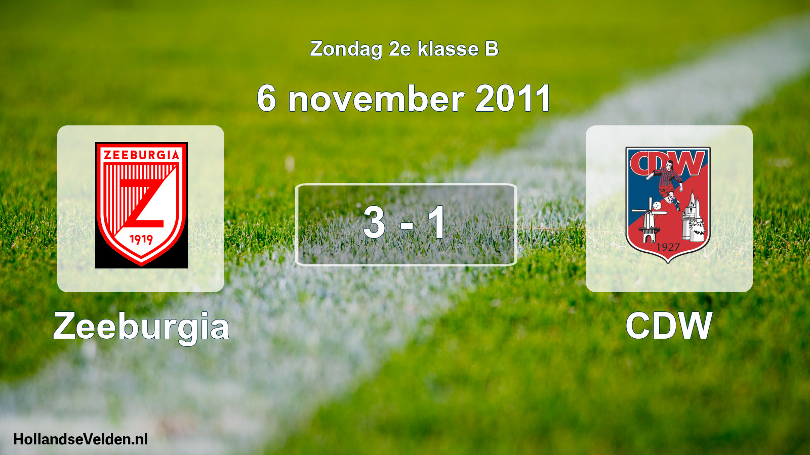 Total number of matches played: Zeeburgia - CDW 3 - 1 (6 November 2011)
