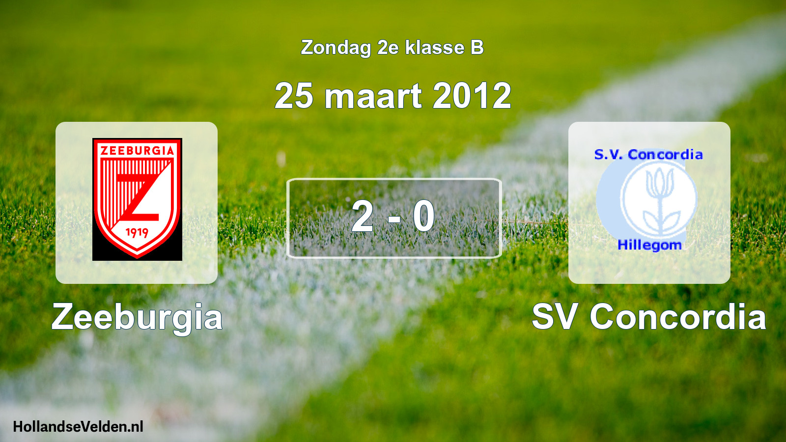 Total number of matches played: Zeeburgia - SV Concordia 2 - 0 (25 March 2012)