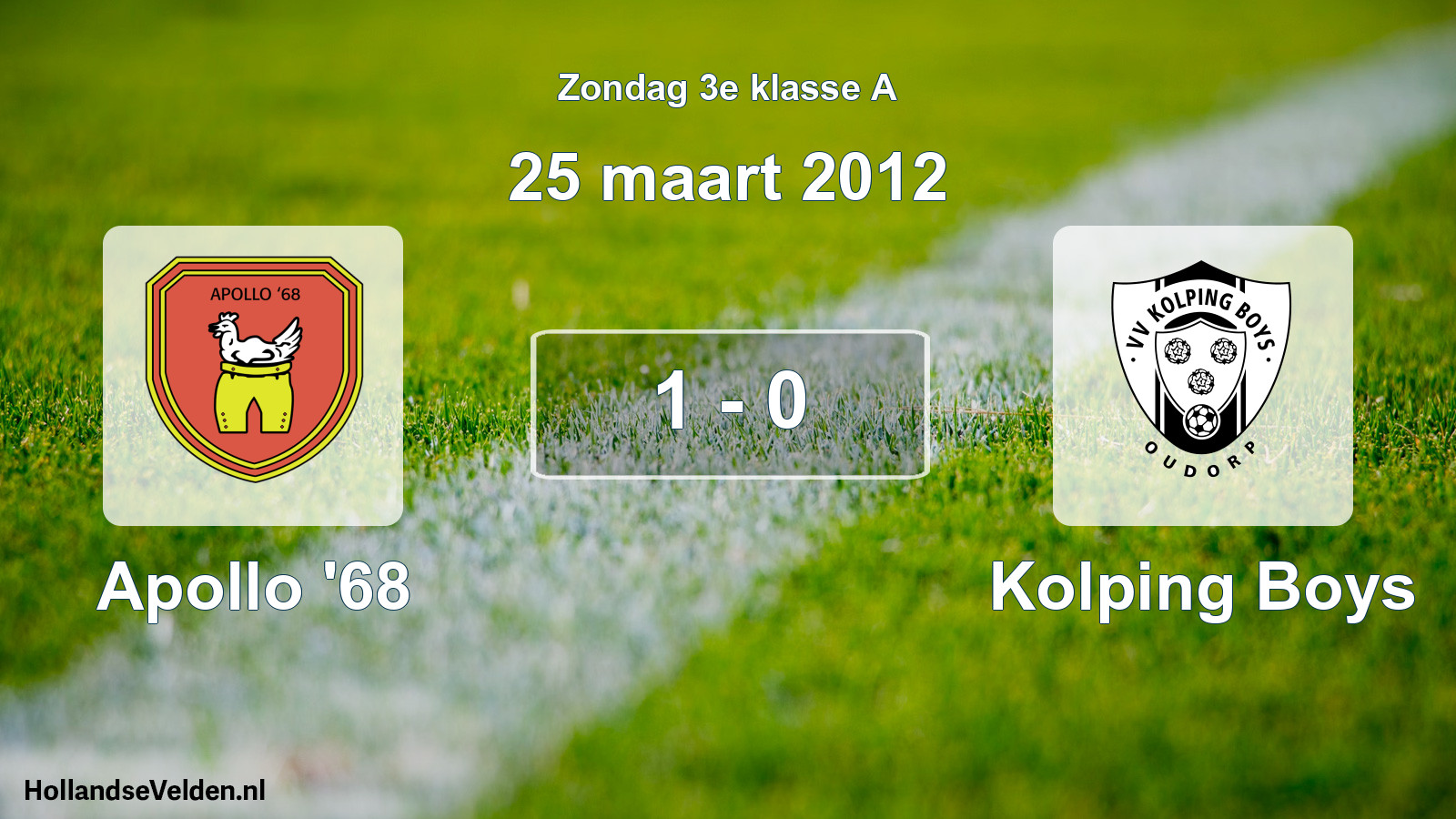 Total number of matches played: Apollo '68 - Kolping Boys 1 - 0 (25 March 2012)