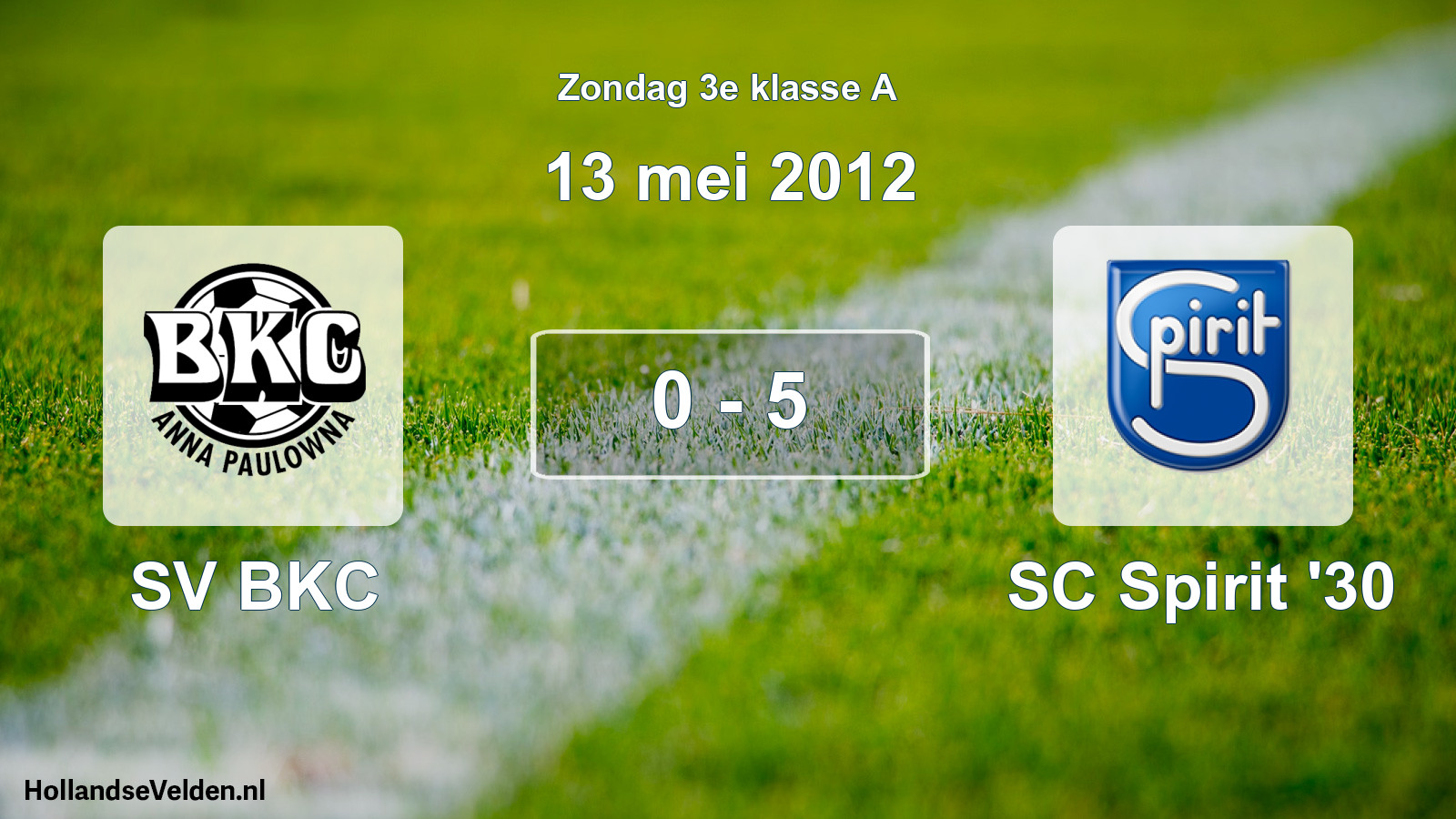 Total number of matches played: SV BKC - SC Spirit '30 0 - 5 (13 May 2012)