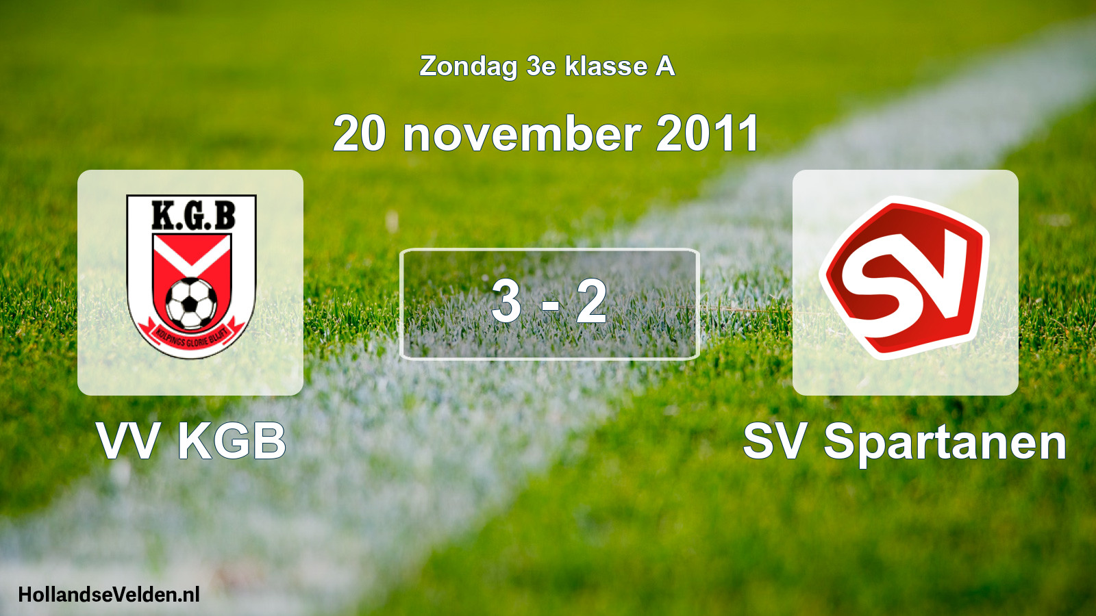 Total number of matches played: VV KGB - SV Spartanen 3 - 2 (20 November 2011)