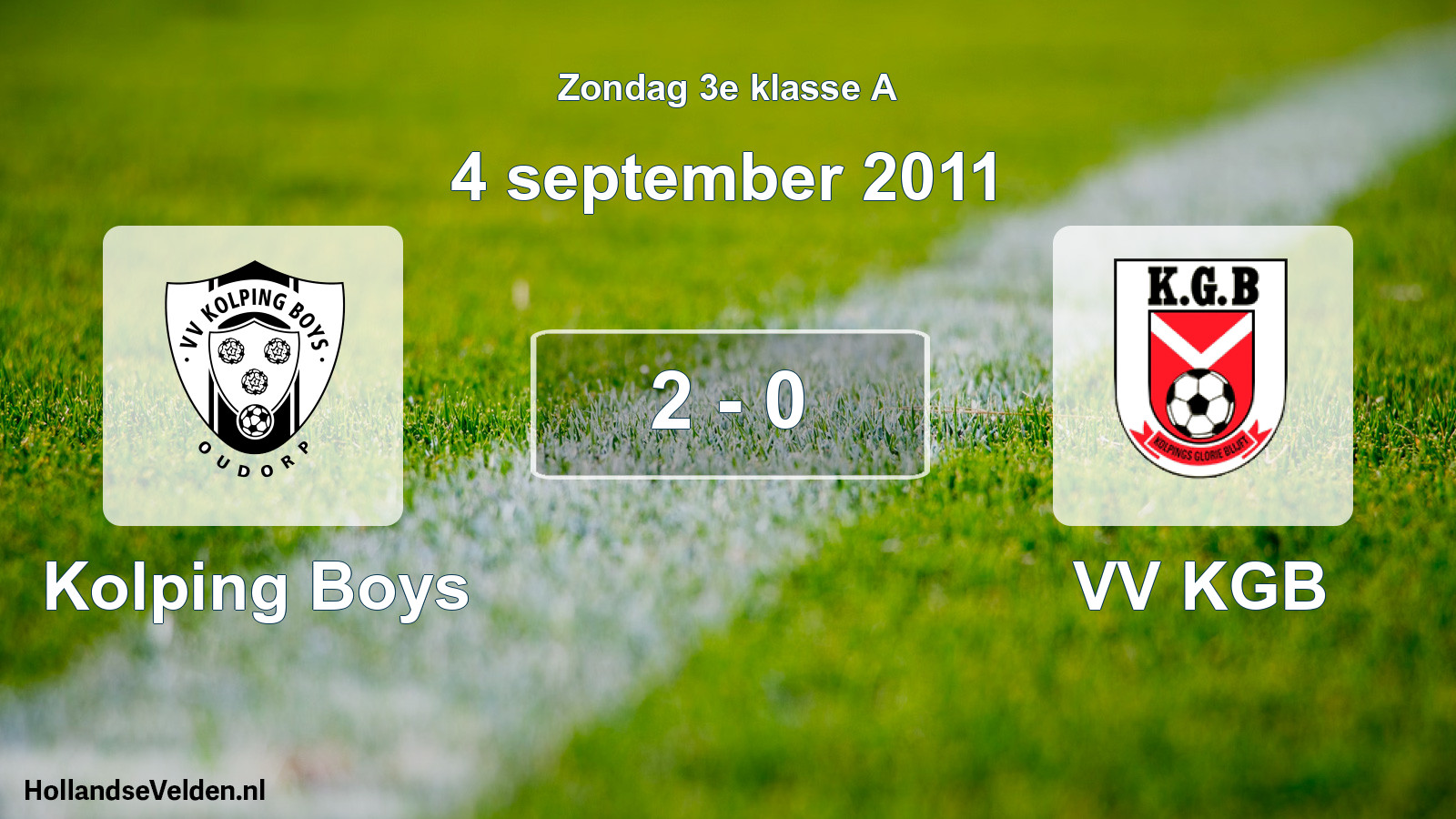 Total number of matches played: Kolping Boys - VV KGB 2 - 0 (4 September 2011)