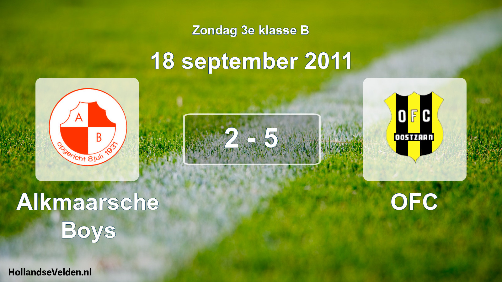 Total number of matches played: Alkmaarsche Boys - OFC 2 - 5 (18 September 2011)