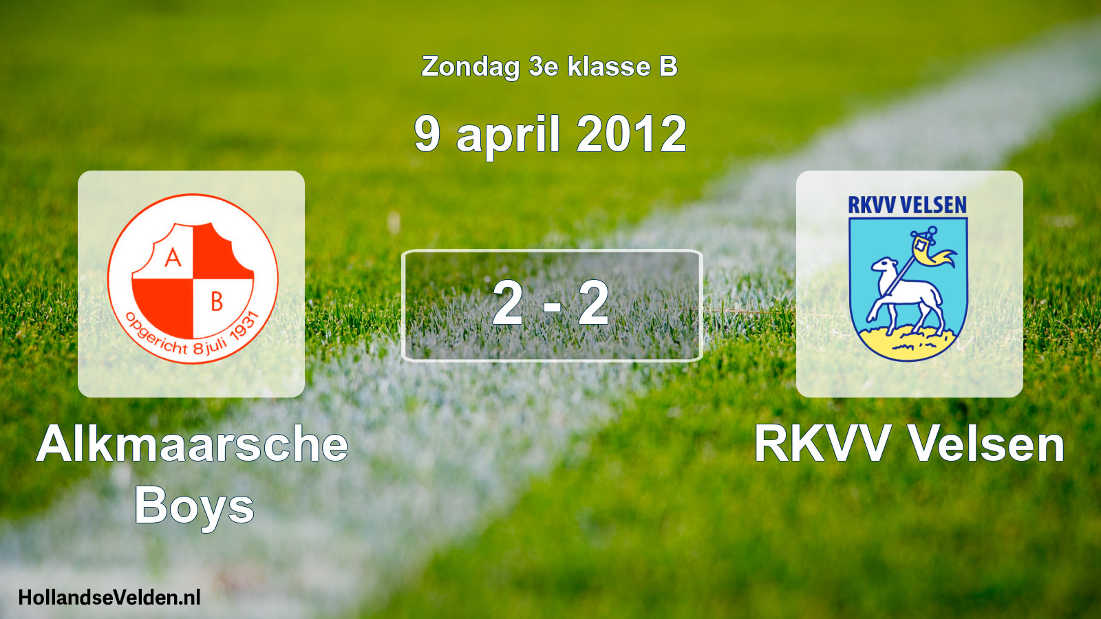 Total number of matches played: Alkmaarsche Boys - RKVV Velsen 2 - 2 (9 April 2012)