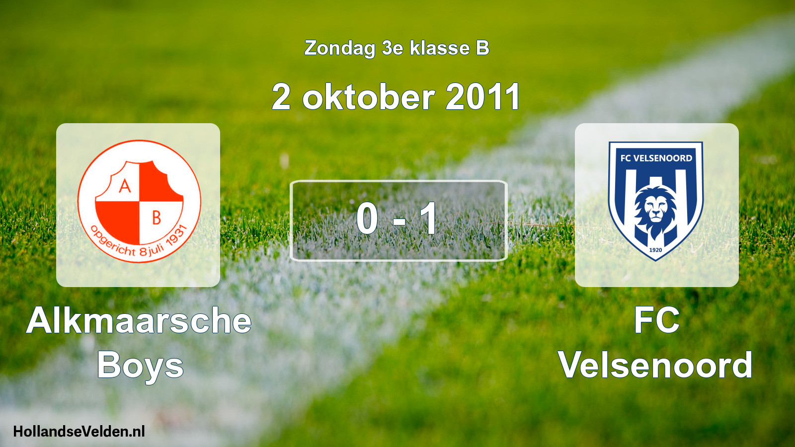 Total number of matches played: Alkmaarsche Boys - FC Velsenoord 0 - 1 (2 October 2011)