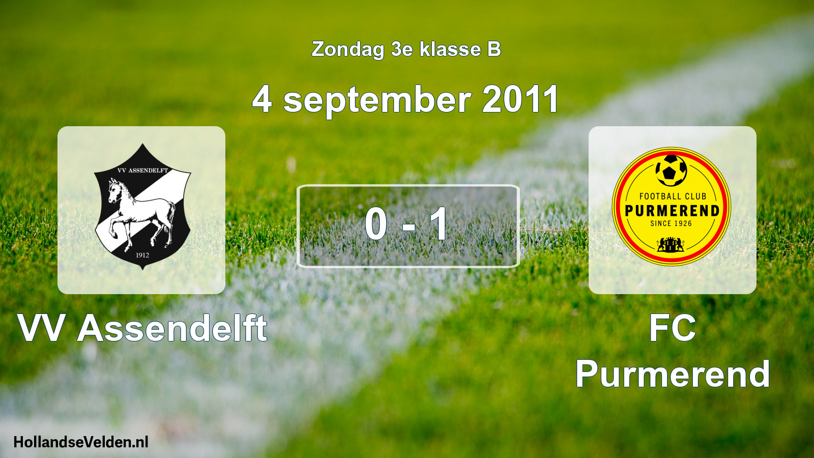 Total number of matches played: VV Assendelft - FC Purmerend 0 - 1 (4 September 2011)