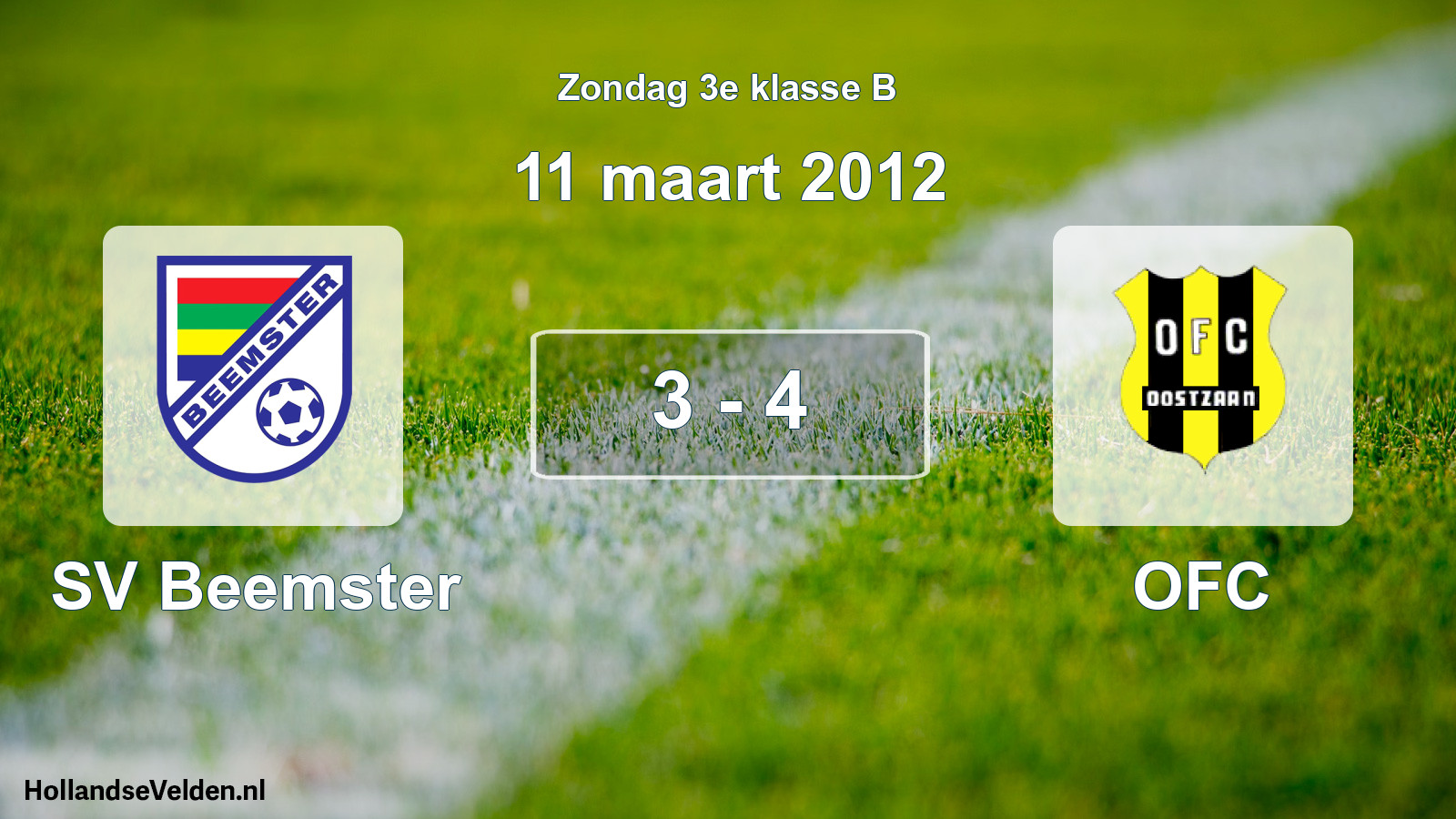 Total number of matches played: SV Beemster - OFC 3 - 4 (11 March 2012)