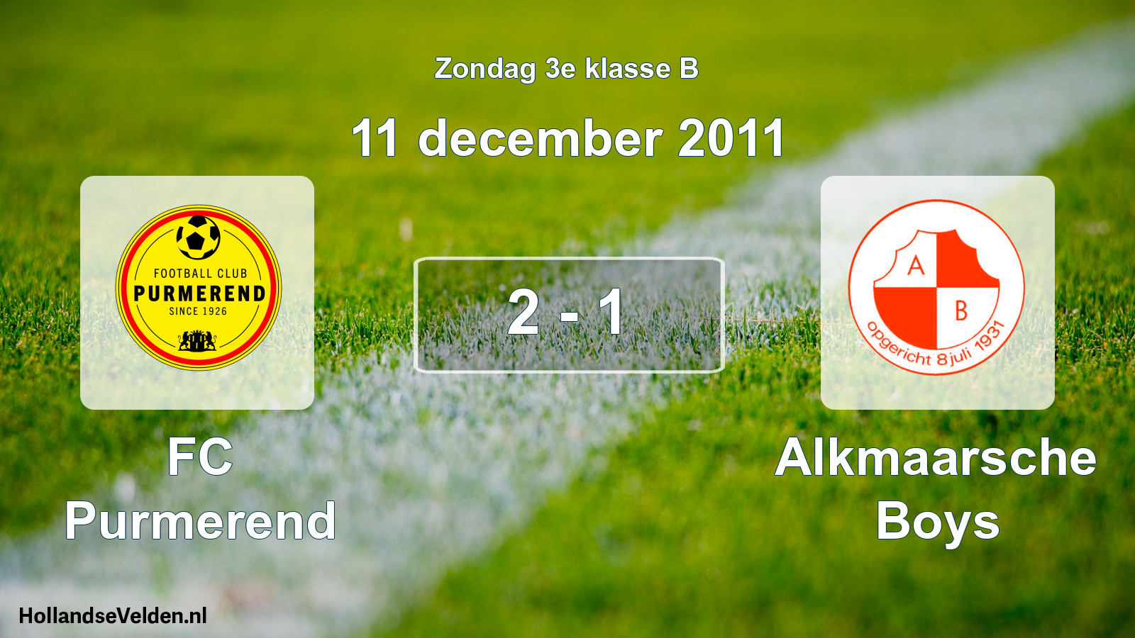 Total number of matches played: FC Purmerend - Alkmaarsche Boys 2 - 1 (11 December 2011)