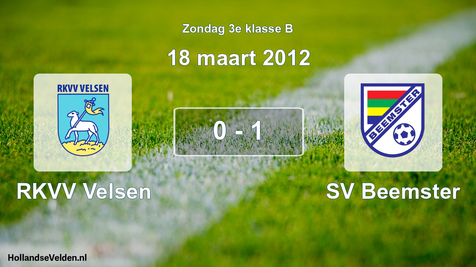 Total number of matches played: RKVV Velsen - SV Beemster 0 - 1 (18 March 2012)