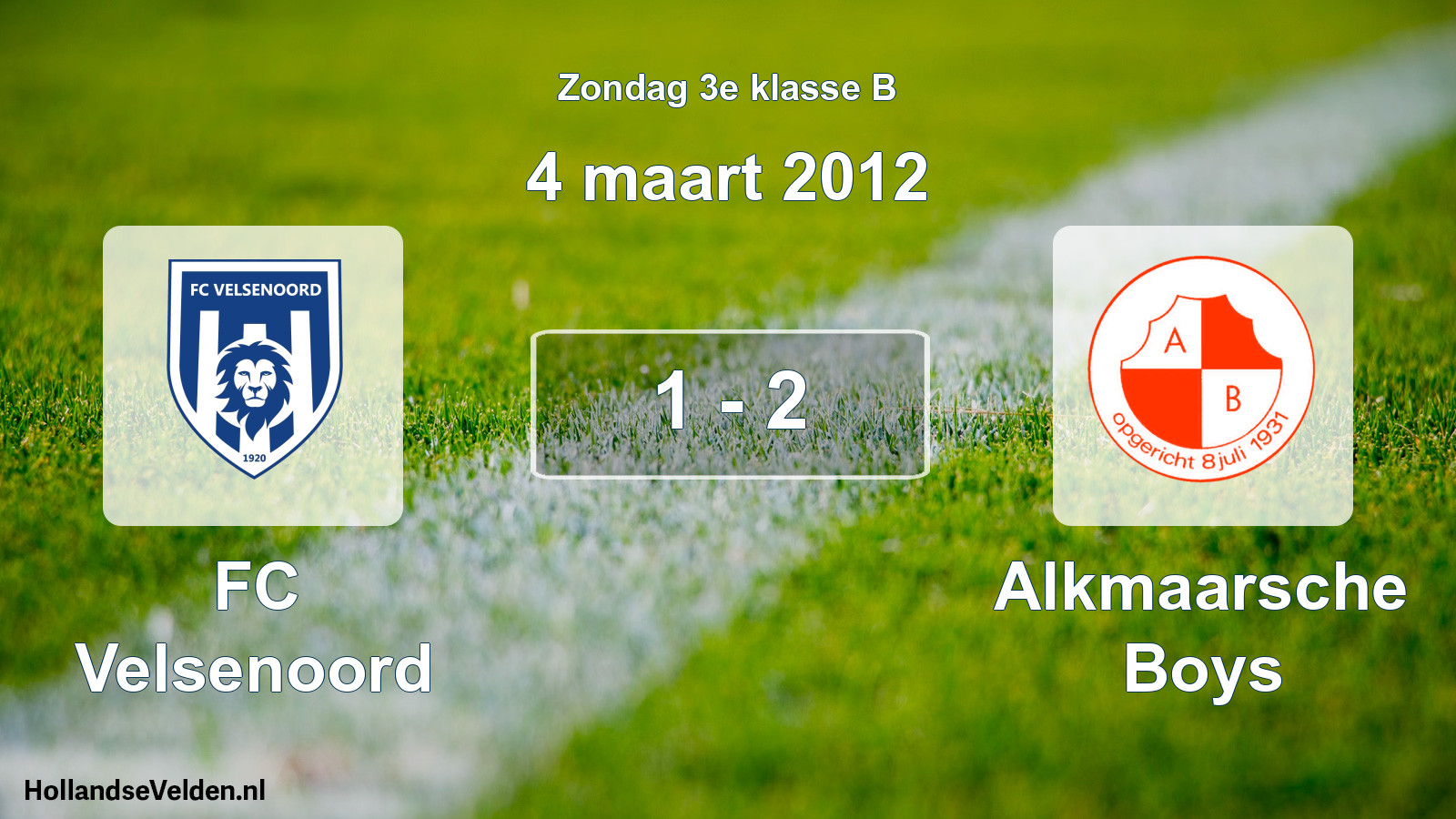 Total number of matches played: FC Velsenoord - Alkmaarsche Boys 1 - 2 (4 March 2012)