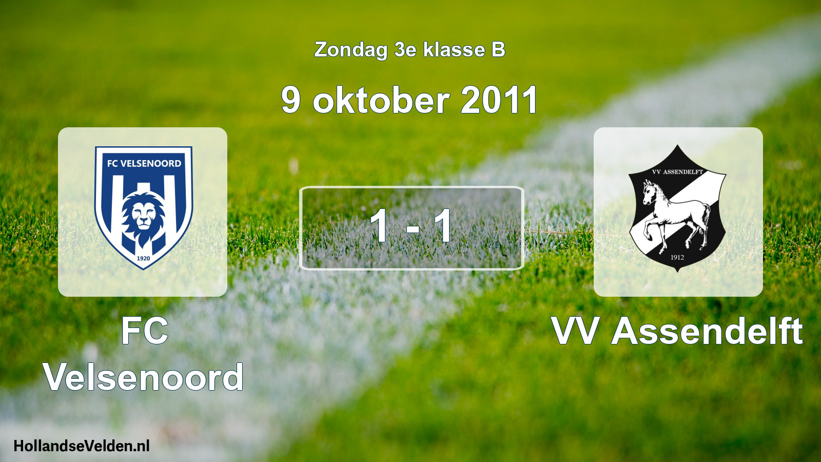 Total number of matches played: FC Velsenoord - VV Assendelft 1 - 1 (9 October 2011)