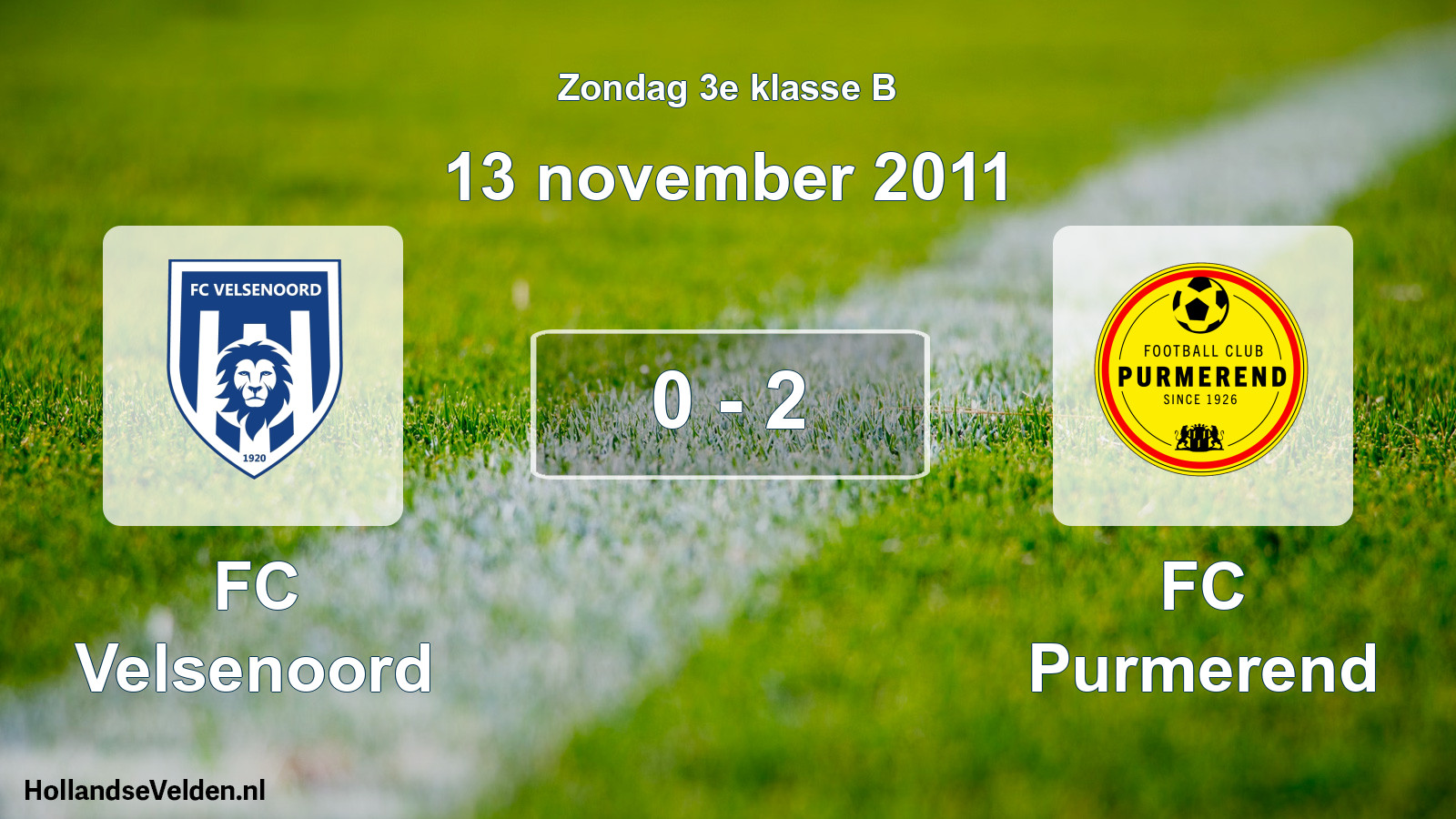 Total number of matches played: FC Velsenoord - FC Purmerend 0 - 2 (13 November 2011)