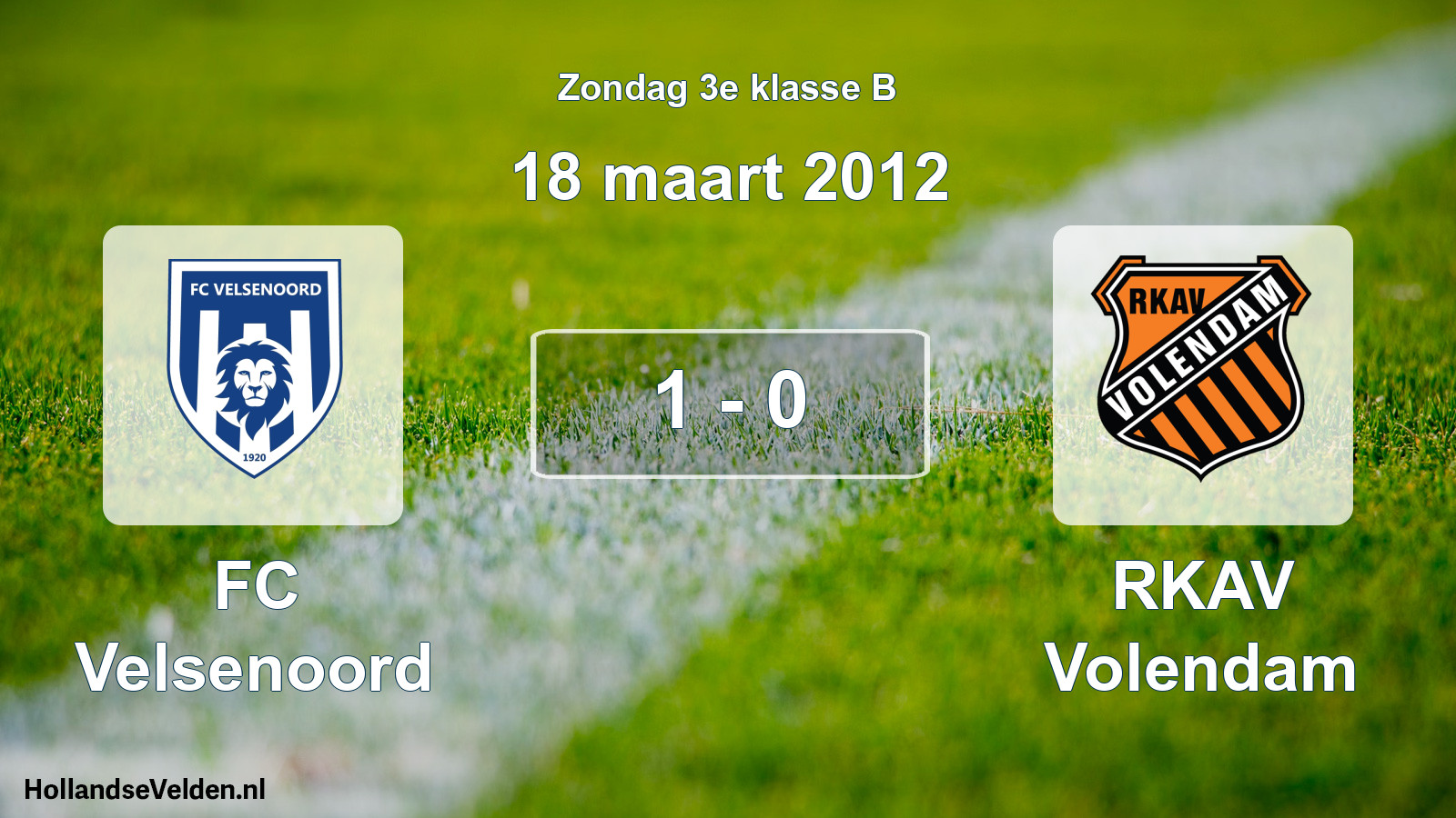 Total number of matches played: FC Velsenoord - RKAV Volendam 1 - 0 (18 March 2012)