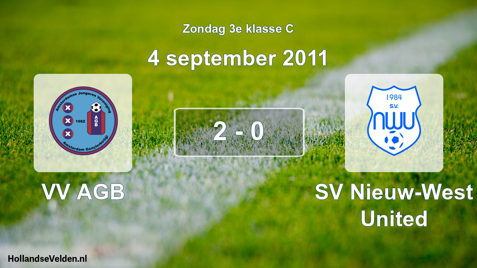 Total number of matches played: VV AGB - SV Nieuw-West United 2 - 0 (4 September 2011)