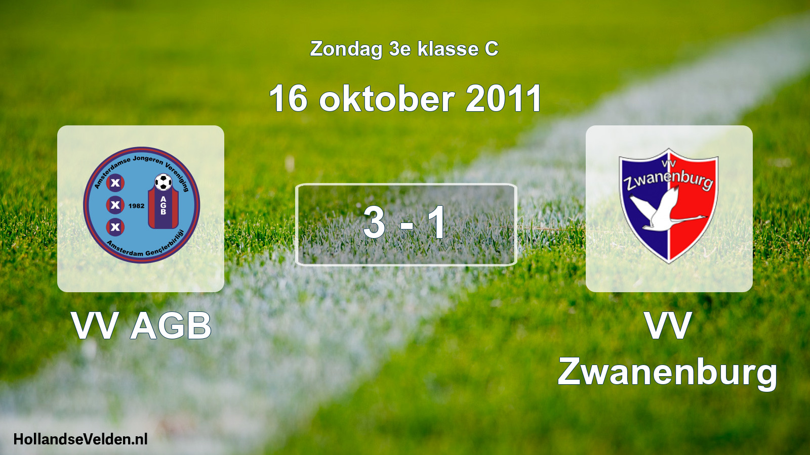 Total number of matches played: VV AGB - VV Zwanenburg 3 - 1 (16 October 2011)