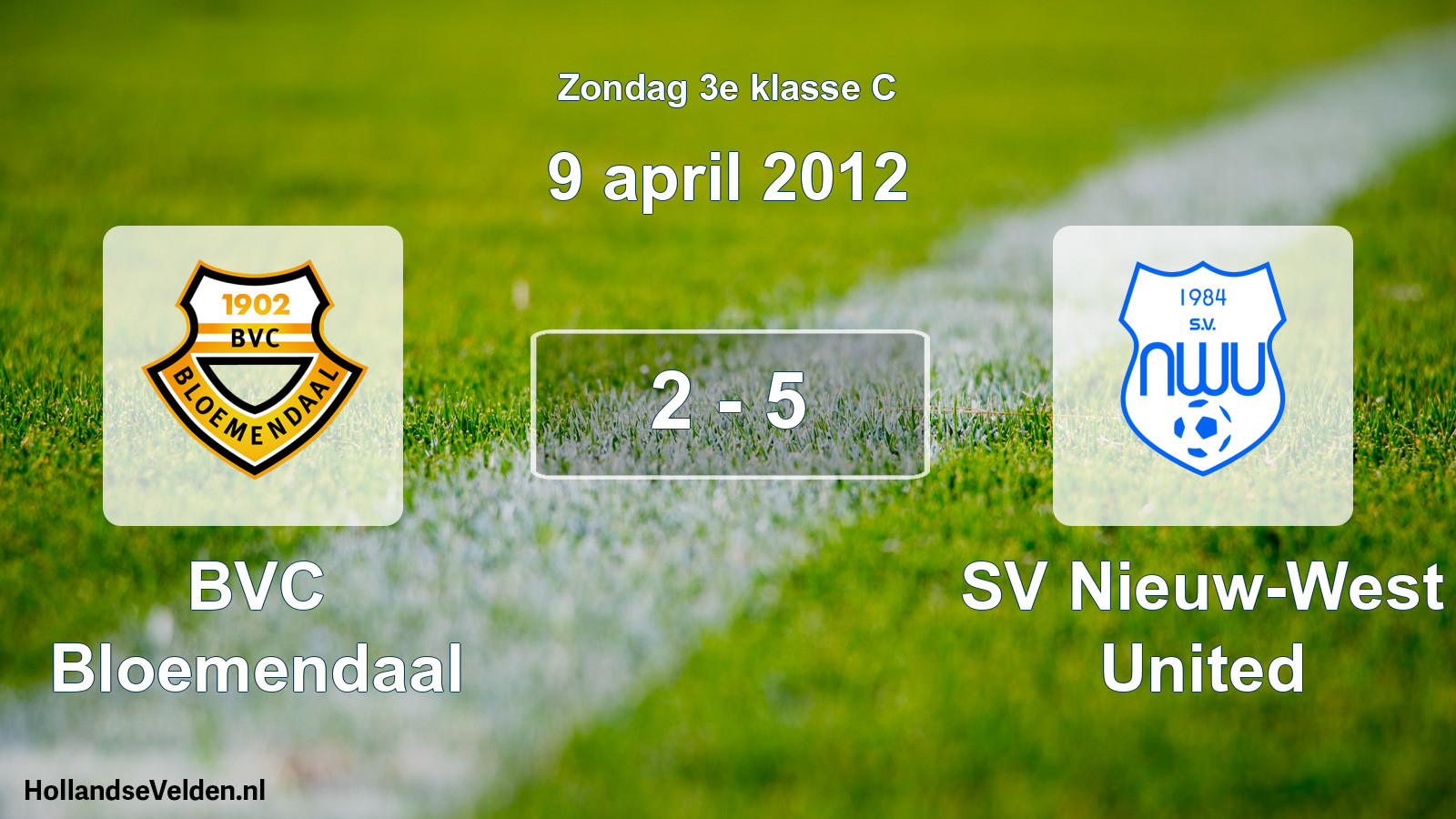 Total number of matches played: BVC Bloemendaal - SV Nieuw-West United 2 - 5 (9 April 2012)
