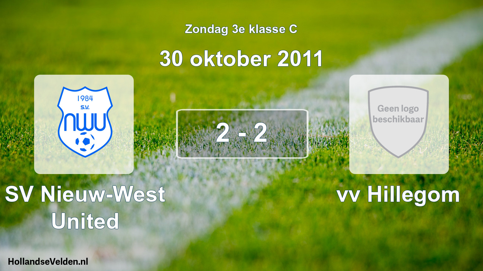 Total number of matches played: SV Nieuw-West United - vv Hillegom 2 - 2 (30 October 2011)