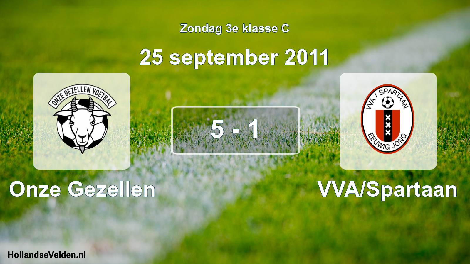 Total number of matches played: Onze Gezellen - VVA/Spartaan 5 - 1 (25 September 2011)