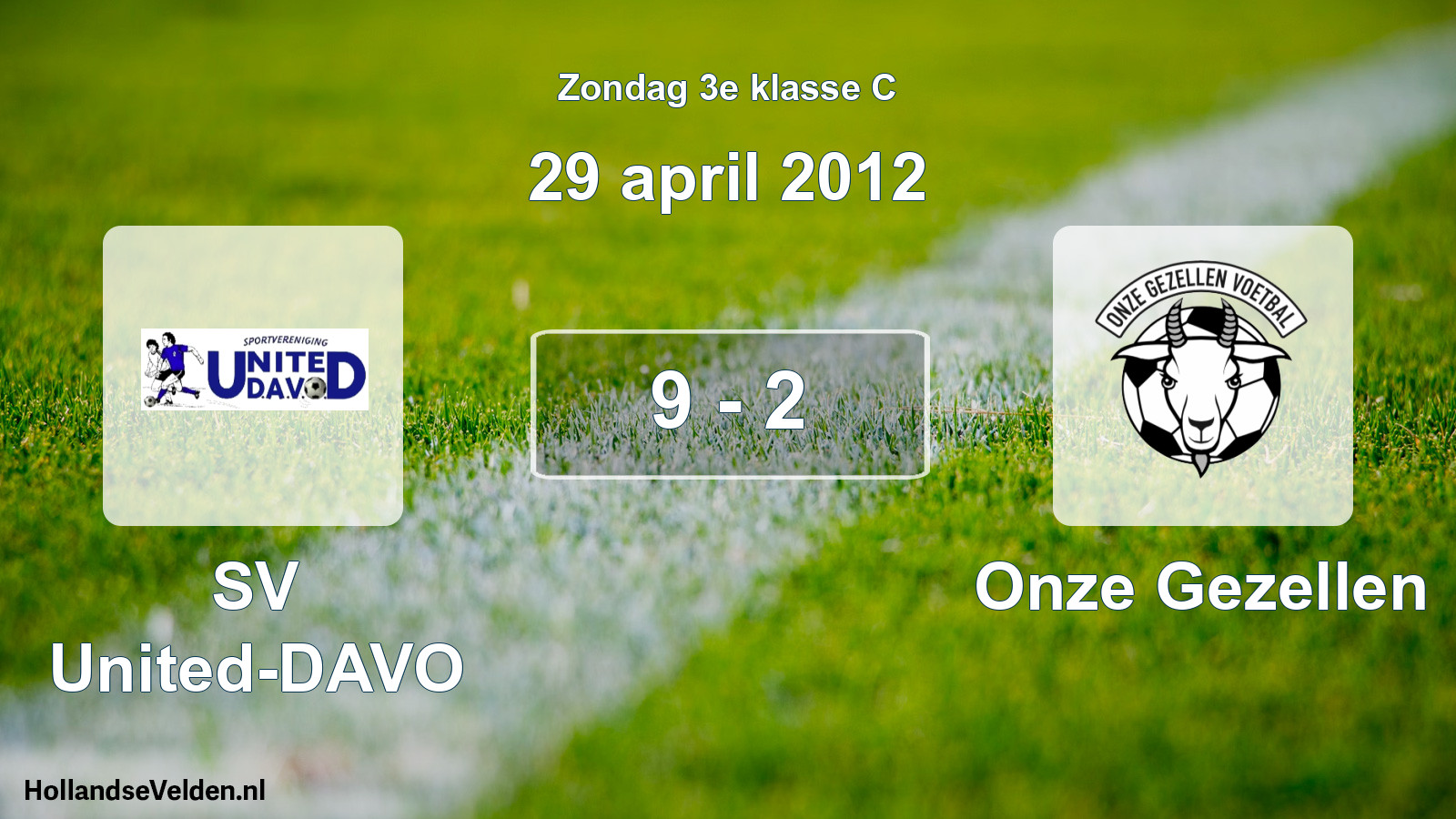 Total number of matches played: SV United-DAVO - Onze Gezellen 9 - 2 (29 April 2012)