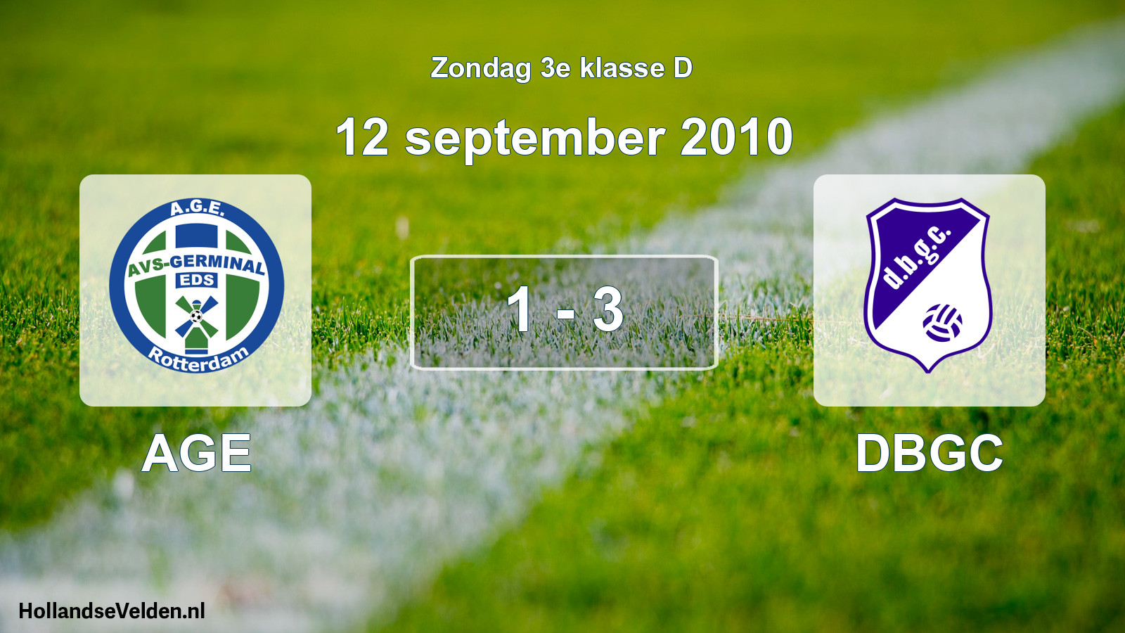 Total number of matches played: AGE - DBGC 1 - 3 (12 September 2010)