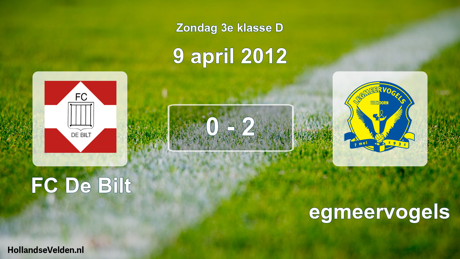 Total number of matches played: FC De Bilt - Legmeervogels 0 - 2 (9 April 2012)