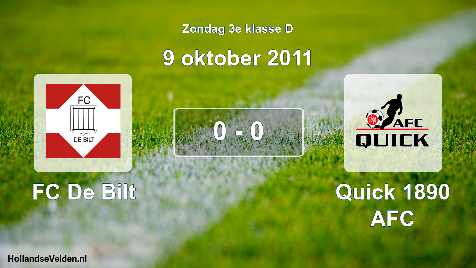 Total number of matches played: FC De Bilt - Quick 1890 AFC 0 - 0 (9 October 2011)