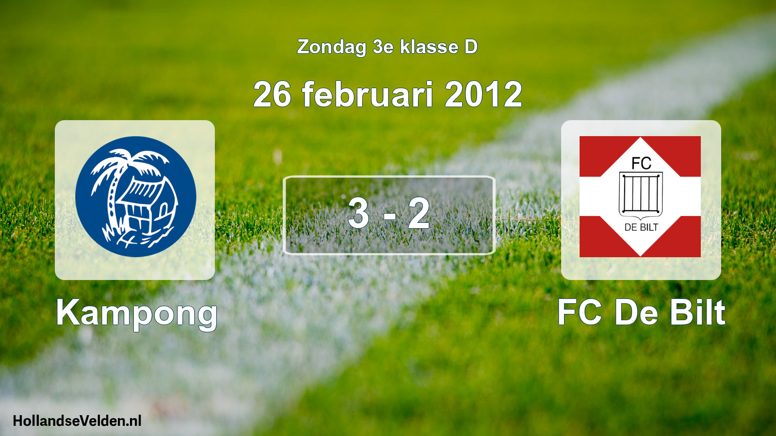 Total number of matches played: Kampong - FC De Bilt 3 - 2 (26 February 2012)
