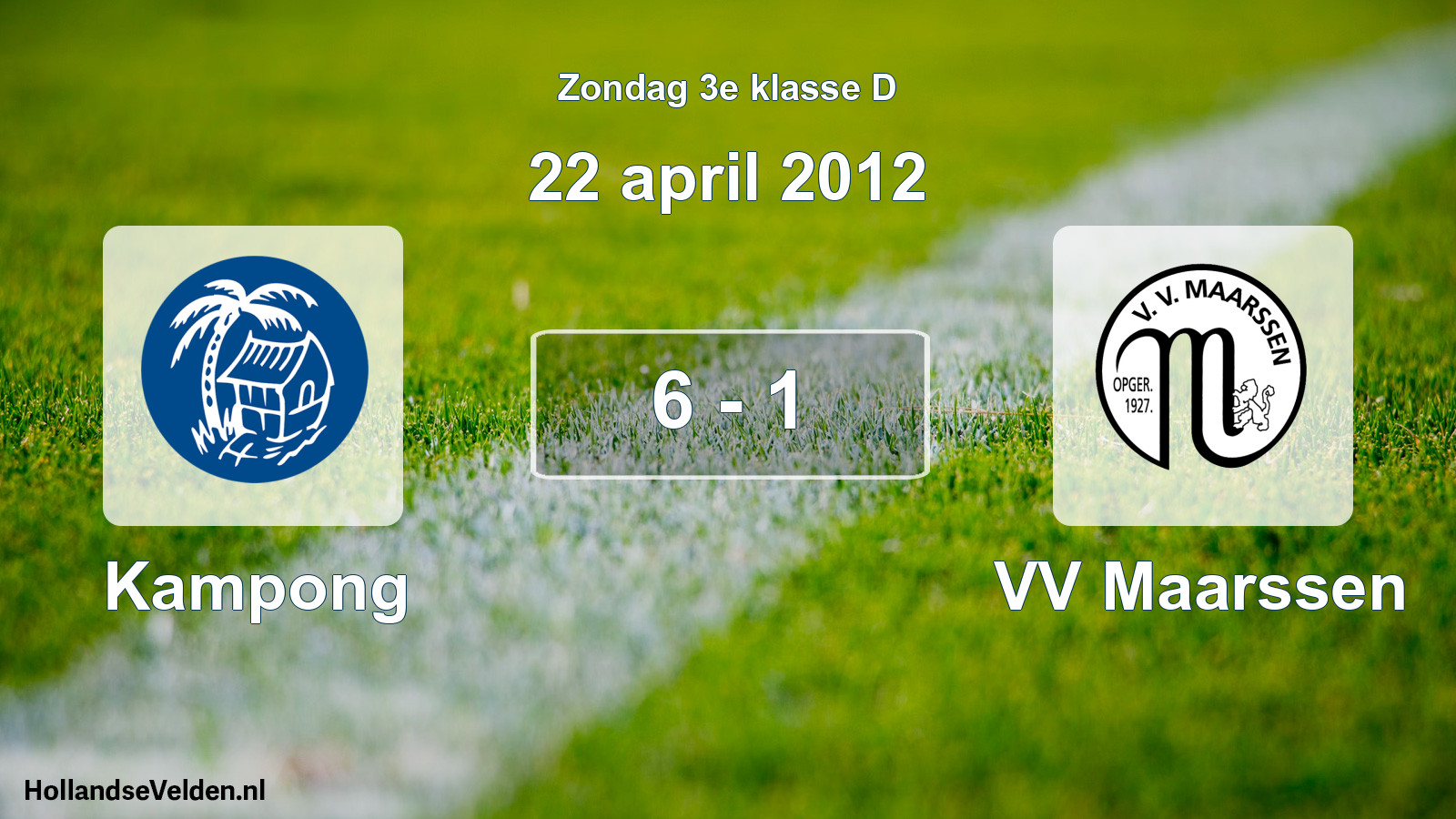 Total number of matches played: Kampong - VV Maarssen 6 - 1 (22 April 2012)