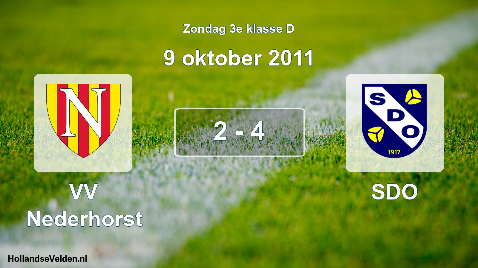 Total number of matches played: VV Nederhorst - SDO 2 - 4 (9 October 2011)