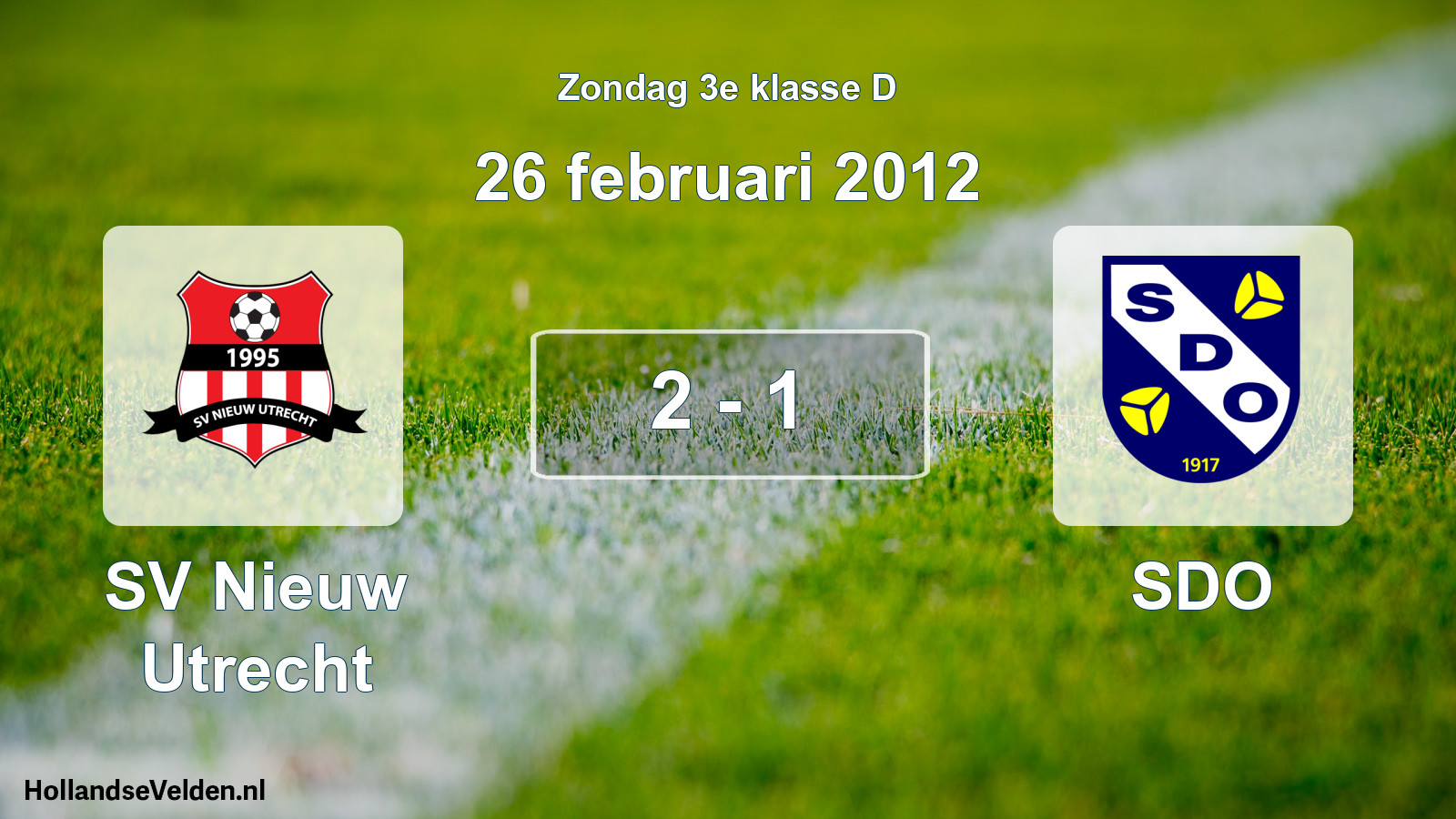 Total number of matches played: SV Nieuw Utrecht - SDO 2 - 1 (26 February 2012)