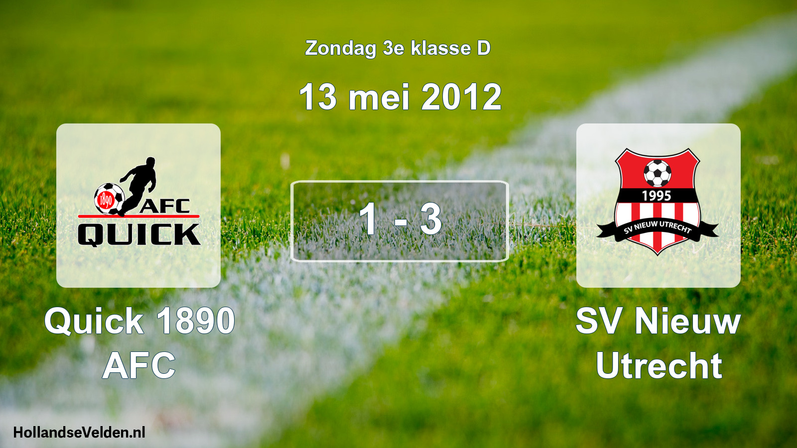 Total number of matches played: Quick 1890 AFC - SV Nieuw Utrecht 1 - 3 (13 May 2012)