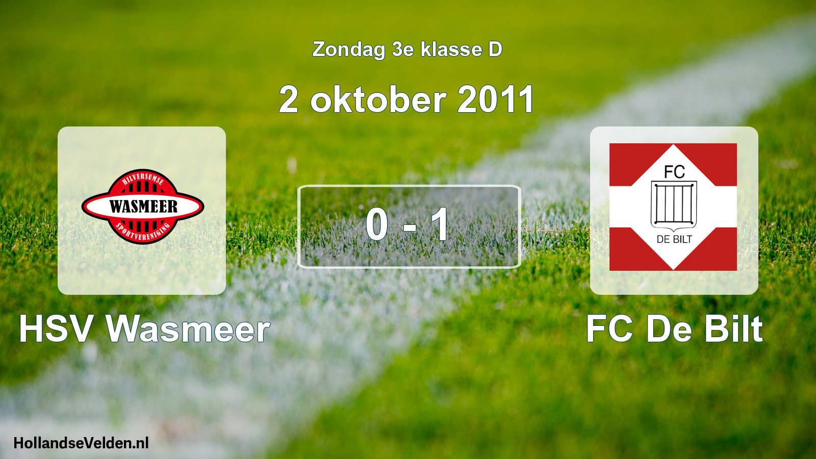Total number of matches played: HSV Wasmeer - FC De Bilt 0 - 1 (2 October 2011)