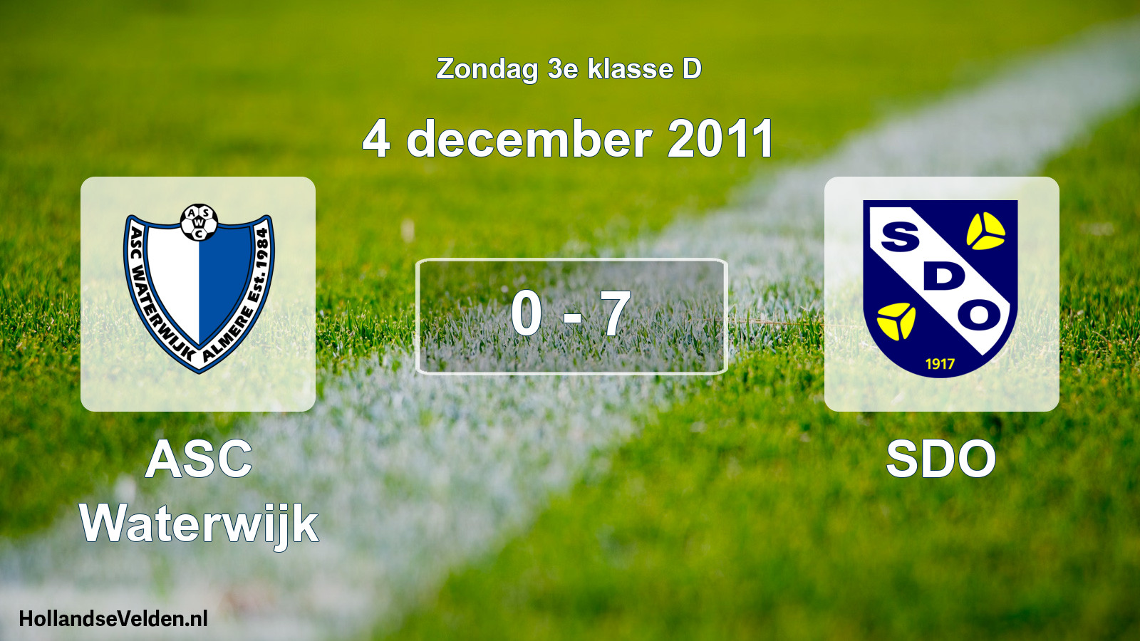 Total number of matches played: ASC Waterwijk - SDO 0 - 7 (4 December 2011)