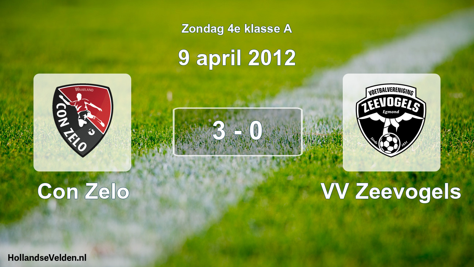 Total number of matches played: Con Zelo - VV Zeevogels 3 - 0 (9 April 2012)