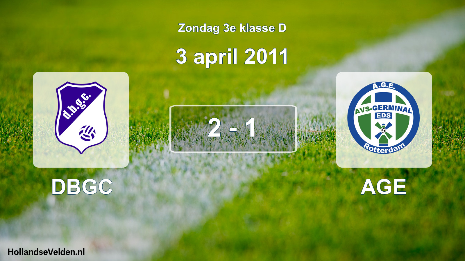 Total number of matches played: DBGC - AGE 2 - 1 (3 April 2011)