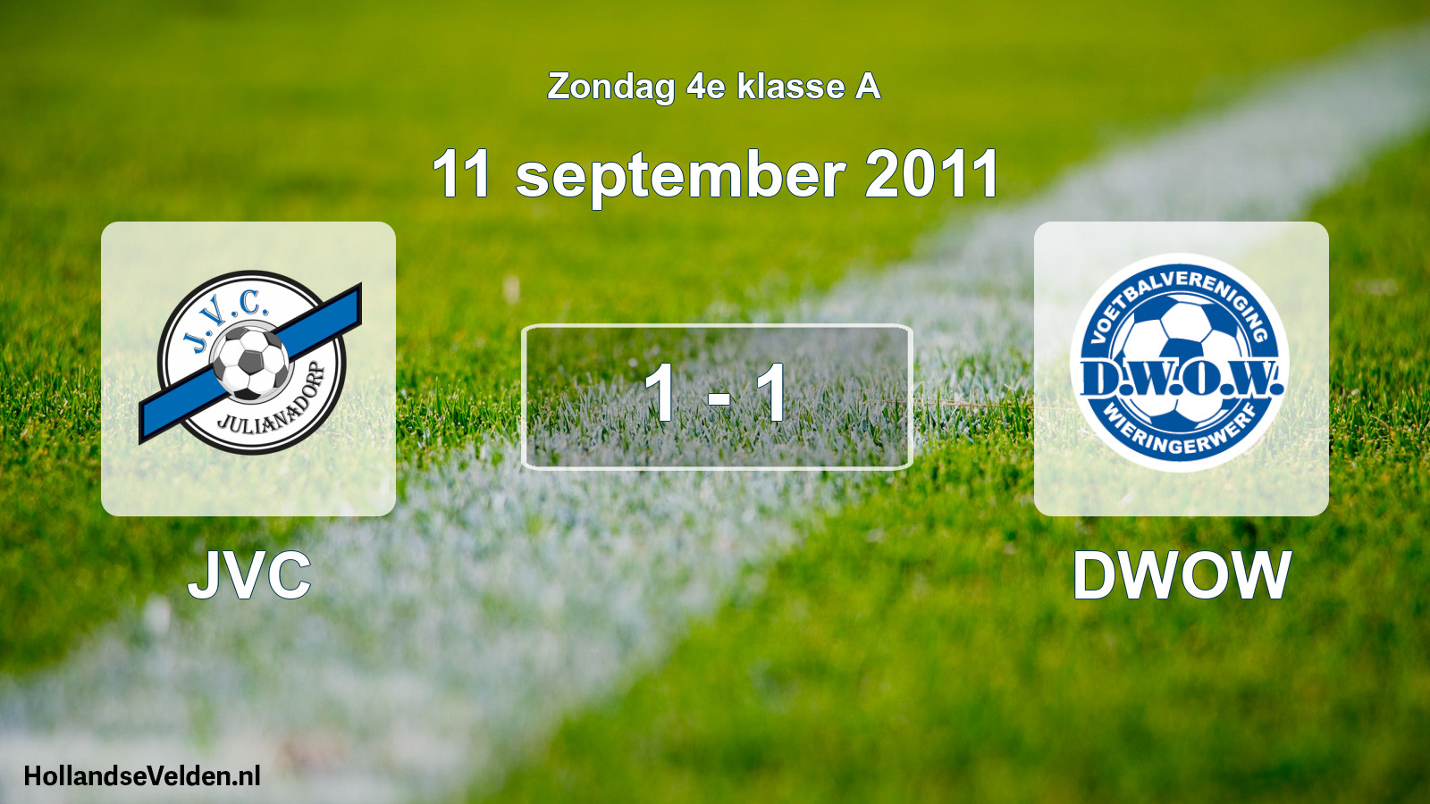 Total number of matches played: JVC - DWOW 1 - 1 (11 September 2011)