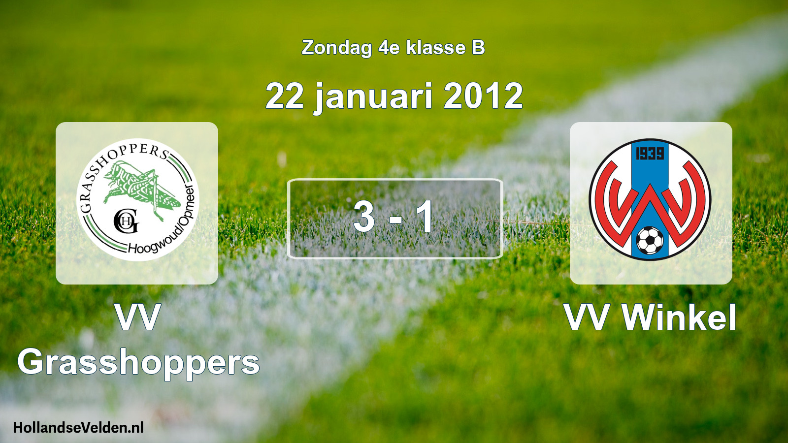 Total number of matches played: VV Grasshoppers - VV Winkel 3 - 1 (22 January 2012)