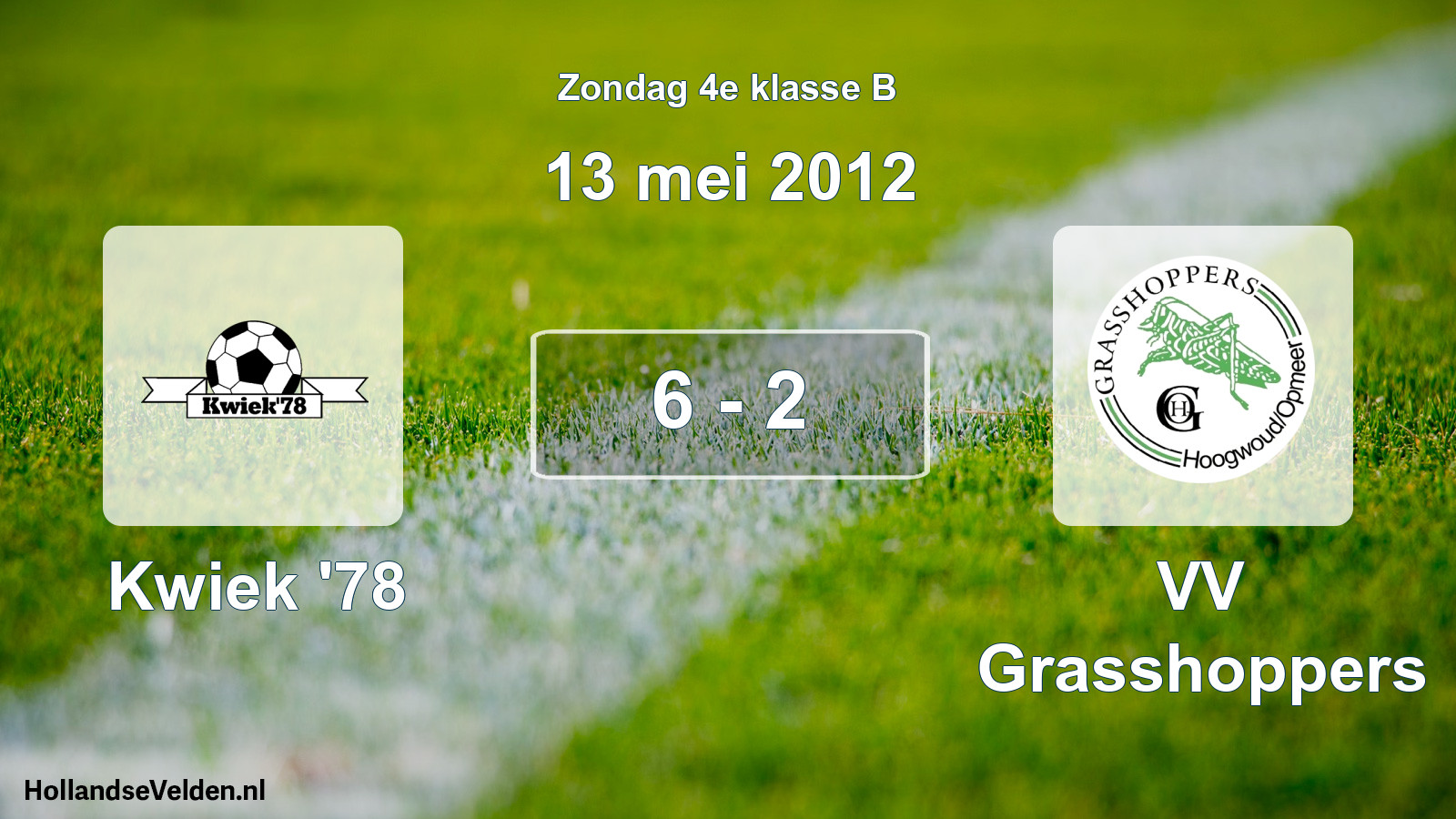 Total number of matches played: Kwiek '78 - VV Grasshoppers 6 - 2 (13 May 2012)