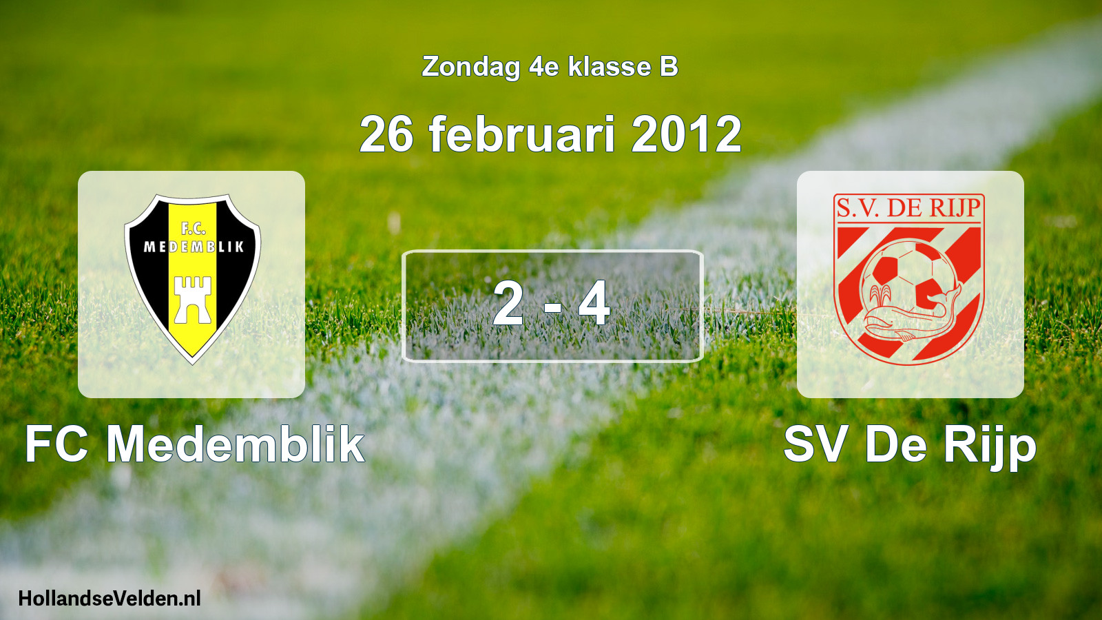 Total number of matches played: FC Medemblik - SV De Rijp 2 - 4 (26 February 2012)