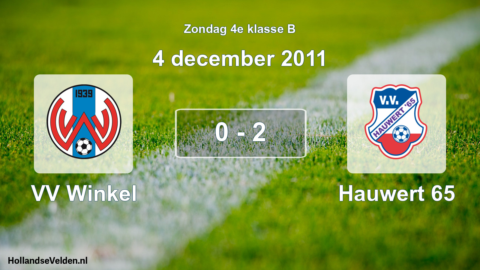 Total number of matches played: VV Winkel - Hauwert 65 0 - 2 (4 December 2011)