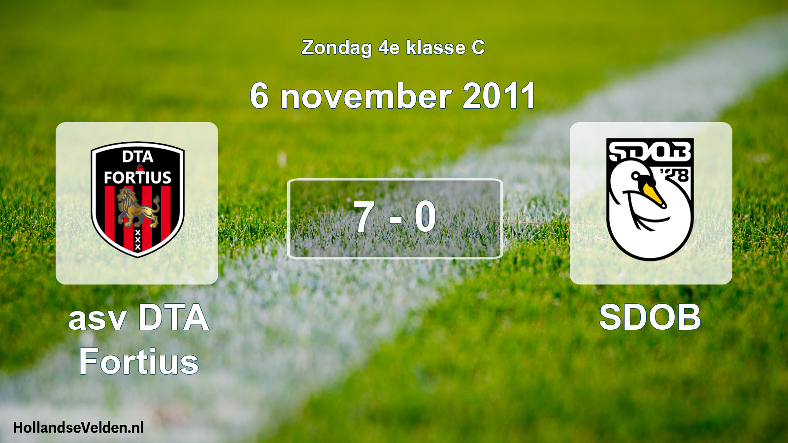 Total number of matches played: asv DTA Fortius - SDOB 7 - 0 (6 November 2011)