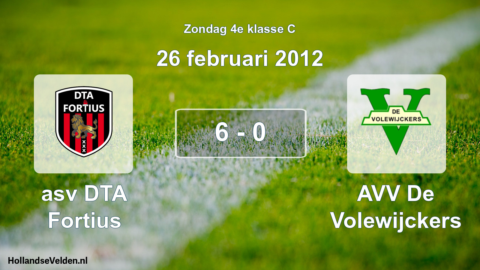 Total number of matches played: asv DTA Fortius - AVV De Volewijckers 6 - 0 (26 February 2012)