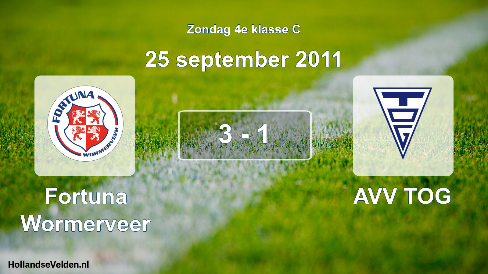 Total number of matches played: Fortuna Wormerveer - AVV TOG 3 - 1 (25 September 2011)
